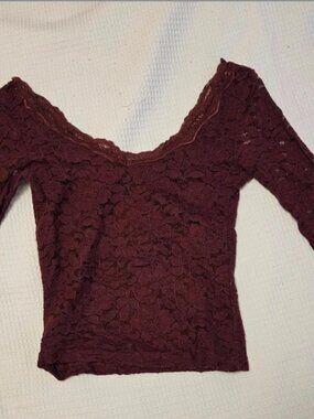 Bershka lace top, burgundy
